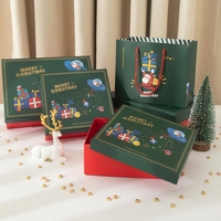 Ensemble de cadeaux de Noël de luxe avec sac fourre-tout à motif Père Noël, boîte cadeau rouge, papier froissé, carte de remerciement, lapin porte-bonheur