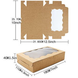 Caja de Papel Kraft Reciclado de Grado Alimenticio de 350 g/m², Cajas de Embalaje para Postres con Logotipo Personalizado, Caja Ecológica Blanca y Marrón con Tapa Transparente - Product Image 5