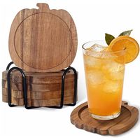 Sous-verres en bois d'acacia en forme de citrouille, très demandés, pour accessoires de bar à café et décoration de table