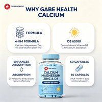 Complément de calcium, magnésium et zinc en gros avec vitamine D3 600 UI, améliore l'absorption du calcium, 60 gélules pour la santé osseuse, OEM