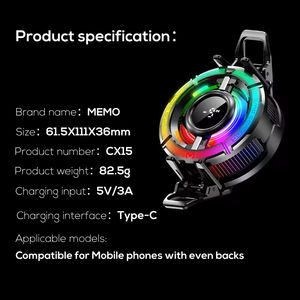 Ventilateur de refroidissement semi-conducteur magnétique/à clip arrière MEMO CX15 pour téléphone portable, radiateur pour iPhone Android PUBG Game Cooler - Product Image 6