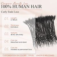 Extensions de Locs en Cheveux Humains 100% Naturels Faits à la Main en Gros avec Pointes Ondulées Bouclées, Locs Permanentes pour Hommes et Femmes