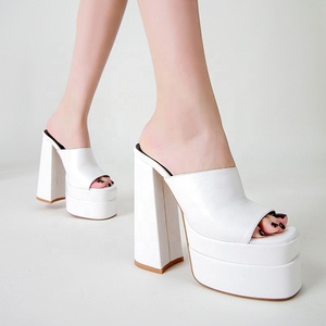 Wholesale Dropship Anti-Slippery Breathable Square Toe <b>Lady</b> <b>Platform</b> Shoes Super High Heel Chunky Wedge Autumn <b>Sandals</b> for Party - Product Image 4