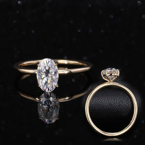 Bague de fiançailles, anneau en or jaune 18K, 1ct, ovale, momanite, militaire - Product Image 1