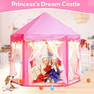 Tenda <span class=keywords><strong>da</strong></span> Giardino Romantica con Illuminazione LED, Castello <span class=keywords><strong>da</strong></span> Principessa con Elegante Tenda in Tulle e Tetto a Pois per Giochi al Chiuso e all'Aperto - Product Image 2
