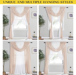 Decorazione per la casa vivaio/Babys/<span class=keywords><strong>tenda</strong></span> per la finestra del soggiorno 54x63 54x84 pollici color kaki bianco tutto in uno pannelli trasparenti con perline - Product Image 3