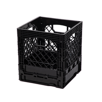 Panier de rangement pliable robuste de 16 QT, caisse à lait en plastique durable avec poignées faciles à saisir pour légumes, fruits et bière