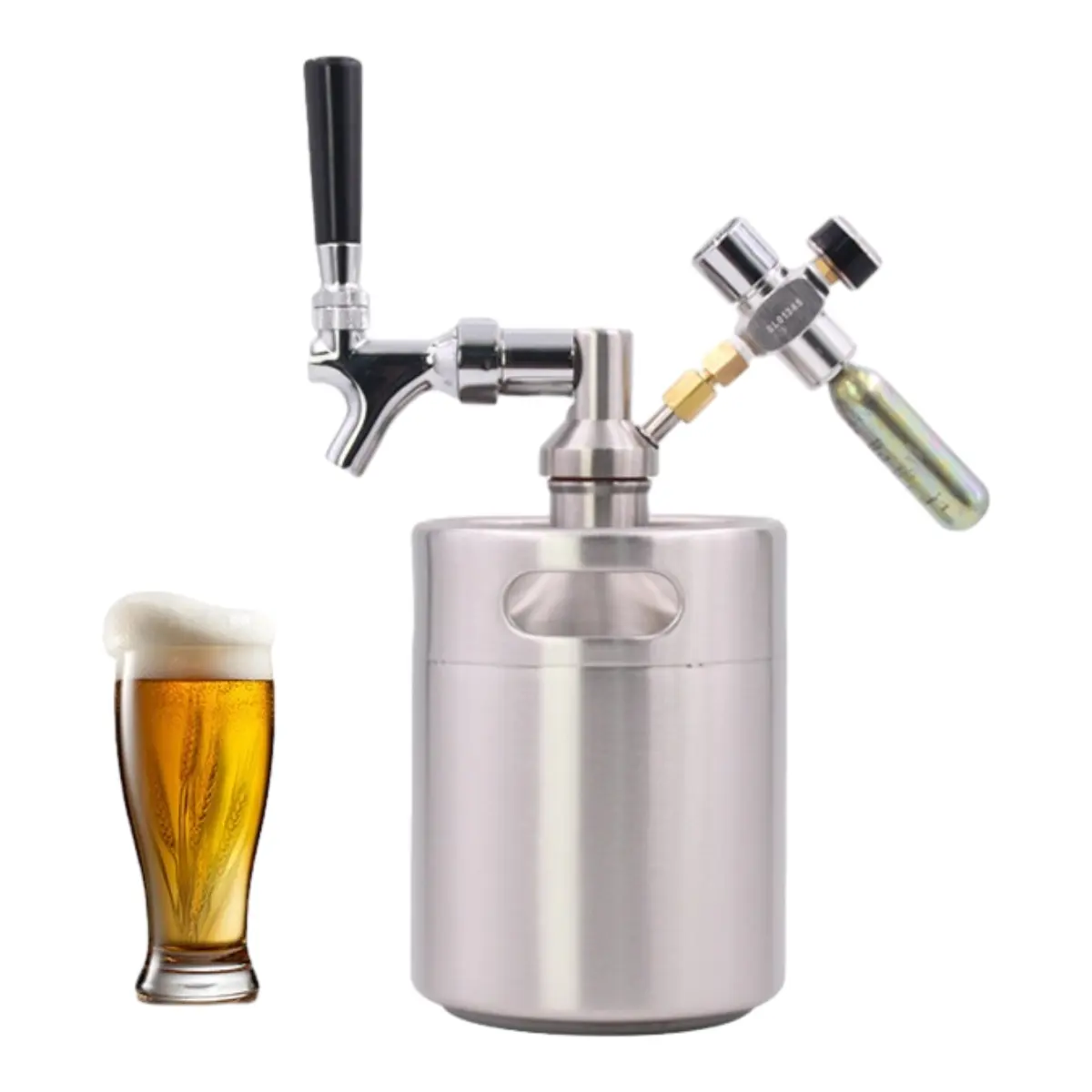 Ev partisi Bar kullanılan özel Logo boyutu 2l paslanmaz çelik taşınabilir boş kahve bira Keg