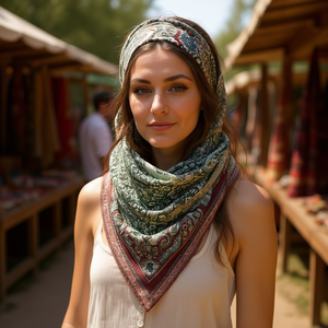 Sciarpa triangolare multifunzionale 60x135 cm con design etnico per un uso versatile - Product Image 3