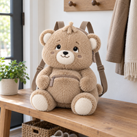 Sac à dos en peluche personnalisé pour l'école, motif ours en peluche, avec porte-monnaie mignon et animaux en peluche de dessin animé pour enfants