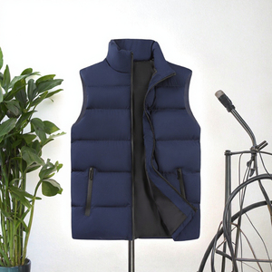 Winter Custom logo Zip up Work Gilets New Design Company Uniform Outdoor Thick Warm Sleeveless <b>Mens</b> Puffer <b>Vest</b> - Product Image 3