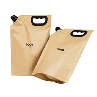 Emballage en papier kraft biodégradable imprimé sur mesure, durable, 500 ml, 1,5 L, pour liquides, boissons, thé, bière, champagne, jus, avec bec verseur