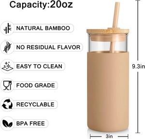 20oz 30oz 40oz Wholesale Bulk Custom High Borosilicate Glass BPA Free Eco-Friendly Travel Bamboo Lid Sublimation Water <b>Coffee</b> - Product Image 3