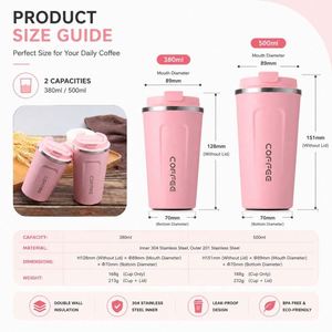 Custom logo 12oz 17oz Insulated Travel Coffee Mug Spill Proof Leak Proof Stainless Steel Reusable Coffee Tumbler <b>Cups</b> with Lid - Product Image 3