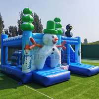 Partyverhuur Prinsessen Springkasteel met Glijbaan Combo Winterthema Opblaasbaar Springkussen voor Kinderen