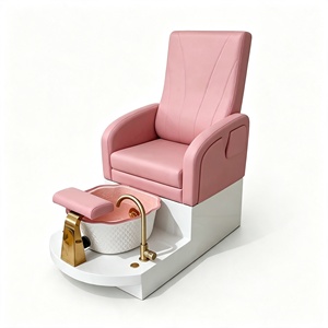 Sillón de Pedicura para Salón de Belleza, Reclinable, de Cuero Negro, con Cajón de Almacenamiento, Lavabo de Cerámica Extraíble para Pedicura - Product Image 2