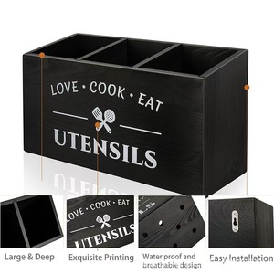 Boîte de rangement transfrontalière en bois pour couverts de cuisine, boîte de rangement compartimentée en bois massif pour couteaux et fourchettes, pour la maison - Product Image 3