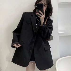 Dames Blazers met lange mouwen voor kantooroutfits, lente zomer, losse jassen, revers, gebreide bovenkleding, effen patroon, knoopversiering - Product Image 5