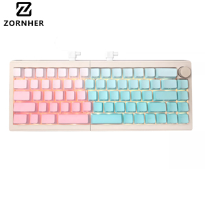 Clavier mécanique Zornher ST68 Milk Coffee + Green Island, type split, sans fil, personnalisable, tri-mode, pour bureau, e-sport et jeux - Product Image 2