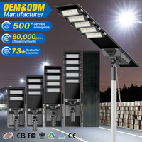 Éclairage extérieur étanche IP66, lampadaire solaire LED tout-en-un avec panneau solaire intégré 100W 150W 200W 250W SMD