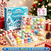 Calendrier de l'Avent Mystère de Noël : Jouet Anti-stress Squishy Personnalisé en Forme de Baozi Chinois – Boîte Surprise (Entrepôt USA)