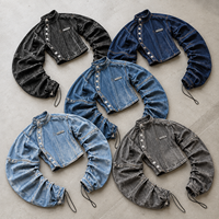 Veste en jean personnalisée DiZNEW, coupe avant-gardiste, avec cordon de serrage et poignets, pour marques de créateurs, boutiques, Tech Pack