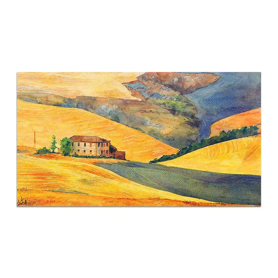 Venta al por mayor de diseño personalizado de alta calidad hecho a mano impresionista campo casa paisaje pintura al óleo sobre lienzo