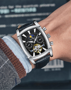 <span class=keywords><strong>Reloj</strong></span> de pulsera mecánico para hombre, con carcasa trasera <span class=keywords><strong>Visible</strong></span> de acero inoxidable, mecánico, fase lunar, para negocios - Product Image 5