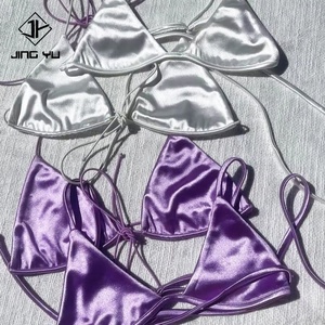 Fabricante de Trajes de Baño, Bikini de Satén, Traje de Baño Brillante, Bikinis Halter y Ropa de Playa, Traje de Baño Sexy para Mujer - Product Image 4