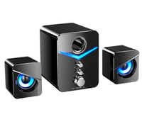 Système de son 2.1 USB, alimentation rvb, haut-parleur en plastique pour ordinateur portable de jeu avec 7 couleurs de lumière LED