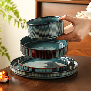 Retro Ceramic Bowl <b>Set</b> 8.23 Inches Round Dishwasher Safe For Party Dinnerware - Product Image 2