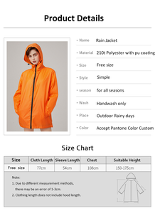 <span class=keywords><strong>Impermeable</strong></span> Ligero para Adultos, Hombres y Mujeres, <span class=keywords><strong>5000</strong></span> <span class=keywords><strong>mm</strong></span>, Reutilizable, de Poliéster 210T, con Capucha, para Viajes y Senderismo al Aire Libre - Product Image 2