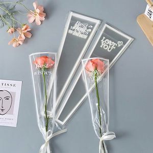 Bolsas de Embalaje para Ramos de Flores al por Mayor con Descuento, Bolsas de Plástico OPP con Marco Blanco para Arreglos Florales - Product Image 1