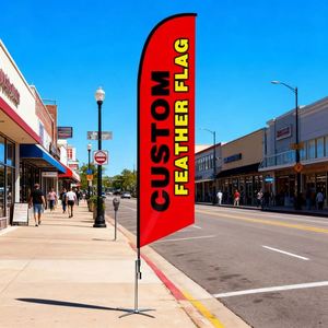 High Quality Polyester Custom Logo Feather <b>Flag</b> Durable Eco-Friendly Outdoor Advertising <b>Flags</b> Fiberglass Pole Stand Custom Size - Product Image 1