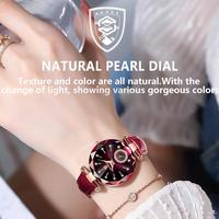 Reloj de Pulsera POEDAGAR 719 para Mujer, Correa de Cuero, Esfera Estrellada, Lujoso, Moderno, con Diamantes, Resistente al Agua, de Cuarzo