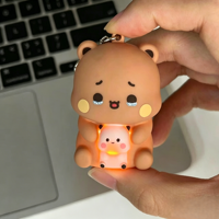 Porte-clés Bubu Dudu avec 3 voix d'expression 'Je t'aime', jouet vocal, décoration de sac, cadeau pour couple avec veilleuse
