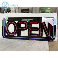 Logo boutique personnalisée lettre ouverte lumière illuminée publicité acrylique panneau d'affichage enseigne business bar magasin led néon flex