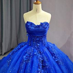 Jancember 6521 moderne bleu royal plis collage robes de Quinceanera avec fleur - Product Image 1
