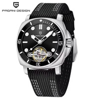 Montre-bracelet mécanique automatique pour homme PAGANI DESIGN 1833, 43 mm, squelette, plongeur, saphir synthétique, lumineuse, analogique, bracelet en nylon et acier