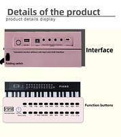 Orgue électrique portable pliable en plastique à 61 touches, clavier électronique professionnel, 200 rythmes et sons, batterie rechargeable USB C