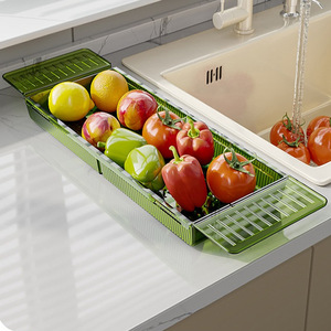 Retractable <b>Kitchen</b> Sink Drain Basket Square <b>Plastic</b> Dish Rack For Bowl And Utensil L Size - Product Image 2