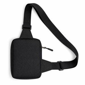 Borsa <span class=keywords><strong>a</strong></span> tracolla piccola personalizzata in tessuto Oxford nero con logo, per sport all'aperto, porta carte e monete - Product Image 2