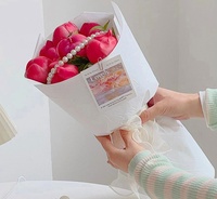 Nouveau luxe 3D en relief fleur emballage fleuriste papier d'art bouquet de fleurs papier d'emballage floral papier kraft