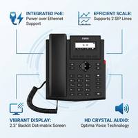 Fanvil X301P Business IP Phone PoE Support Backlit Screen 6-Way Conference EHS Headset Compatible VoIP SIP HD Voice Desktop