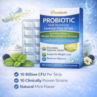 Comprimés oraux probiotiques de qualité supérieure - Bandes de film à dissolution orale - Formule pour la digestion intestinale et la gestion du poids contenant un complexe probiotique