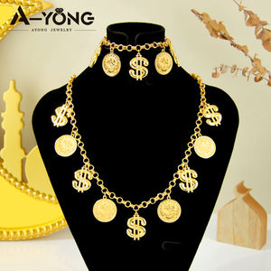 Conjunto de Collar Chapado en Oro de 24k Estilo Hip Hop de Moda Europea y Americana, Diseño de Monedas y Dólares de Lujo, Conjunto de Joyería para Regalo de Fiesta - Product Image 4