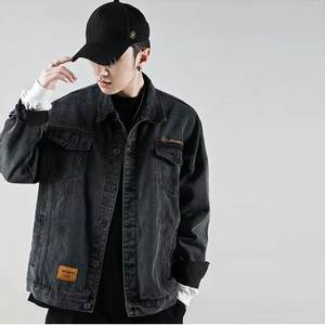 Fabricant OEM personnalisé bleu noir veste en jean à revers pour hommes manteau en jean à manches longues vêtements vintage pour hommes veste en jean en vrac - Product Image 3