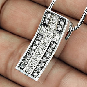 Fashionable Design <b>Sterling</b> 925 <b>Silver</b> Jewelry Unique Style White Cubic Zircon Paved Charm's Pendant Unisex <b>Necklace</b> Wholesale - Product Image 4