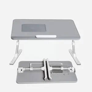 Factory Ergonomic Foldable Portable Leather Height Angle Adjustable Notebook table Study Laptop Bed Tray