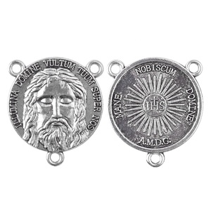 Medaglia Sacra del Volto di <span class=keywords><strong>Gesù</strong></span>, Medaglia del Divino Padre <span class=keywords><strong>Gesù</strong></span> <span class=keywords><strong>Cristo</strong></span>, 20mm, Centro in Argento Anticato per Realizzazione Rosari - Product Image 3
